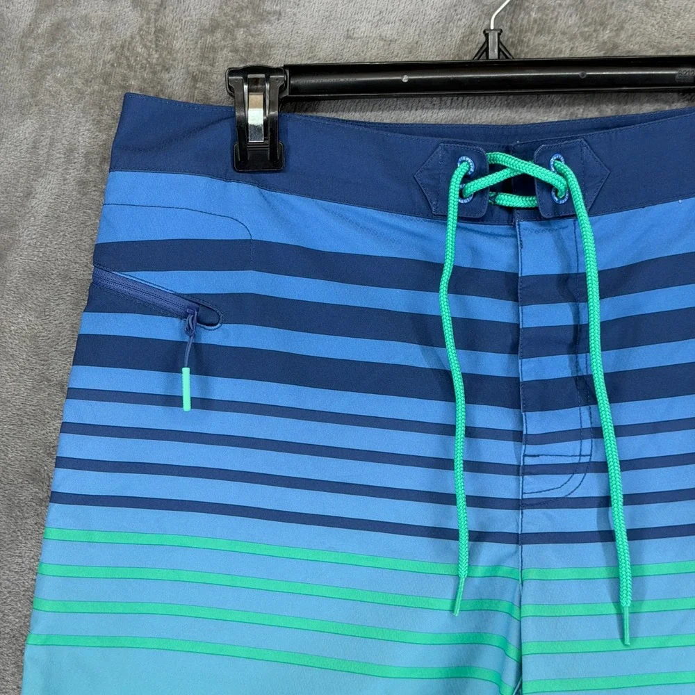 Vineyard Vines Mens Blue Green Ombre Striped Board Shorts‎ Swim Trunks 34 1M0585